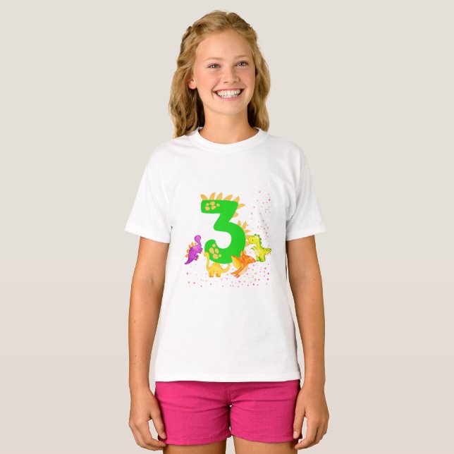 Camiseta 3rd Birthday. Dinosaur Design. My third birthday.  (Anverso completo)
