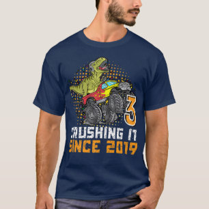 Camiseta 3rd birthday dinosaur monster truck Crushing it si