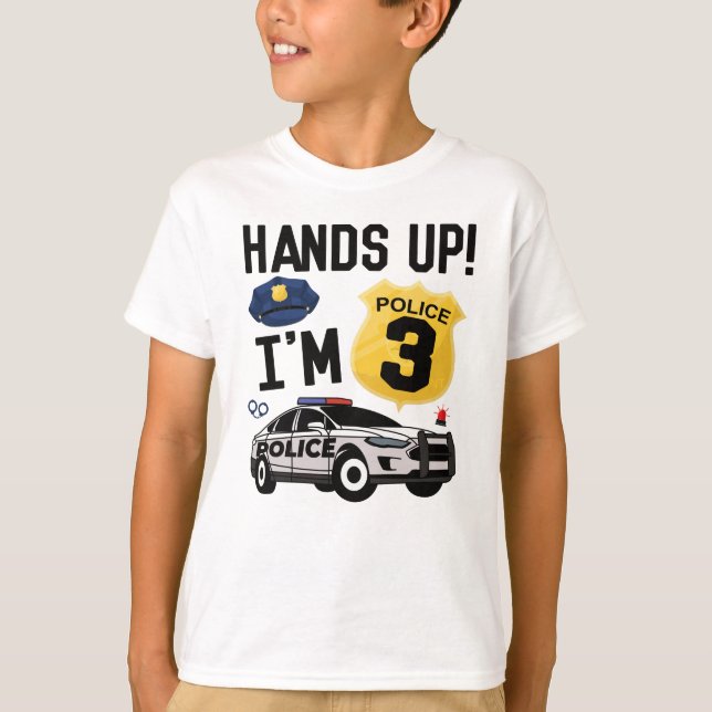 Camiseta 3rd Birthday Gift Police Officer 3 Year Old Boy (Anverso)