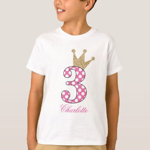 Camiseta 3rd Birthday Polka Dots Glitter-Print Personalize