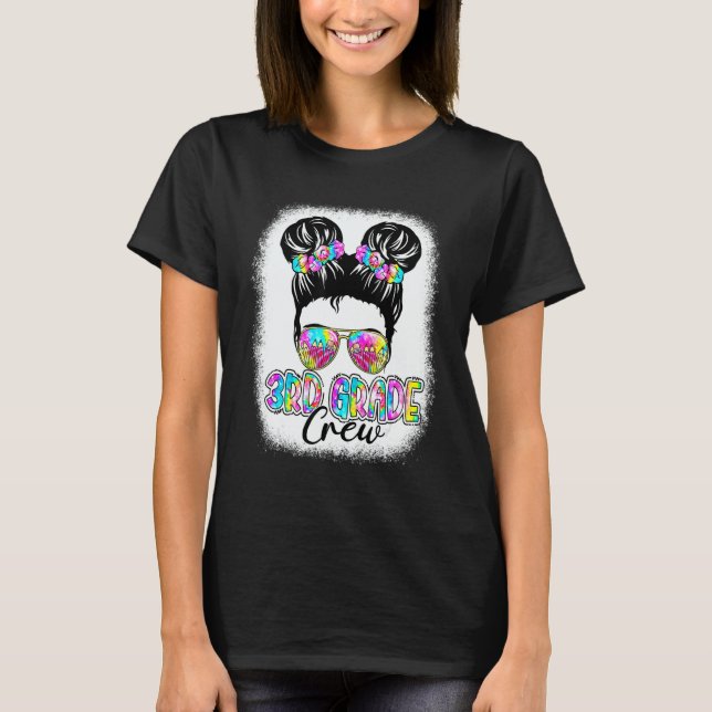 Camiseta 3rd Grade Crew Messy Bun Girl Tie Dye Back To Scho (Anverso)