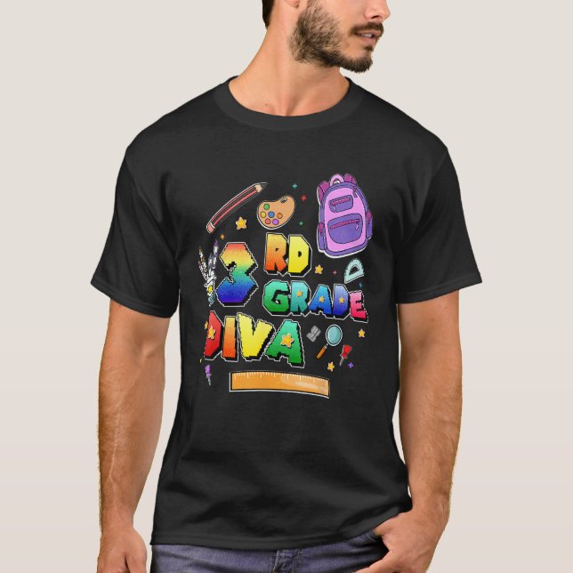 Camiseta 3rd Grade Diva Back To School First Day of School  (Anverso)