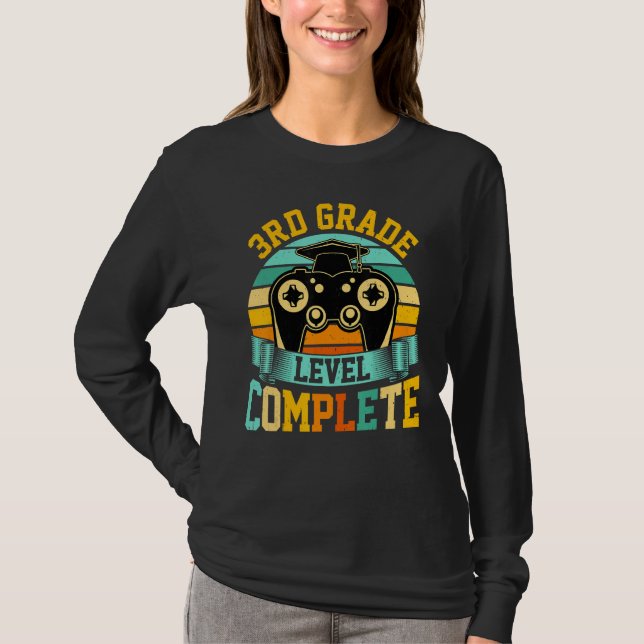 Camiseta 3rd Grade Level Complete  Video Gaming Gamer Gradu (Anverso)