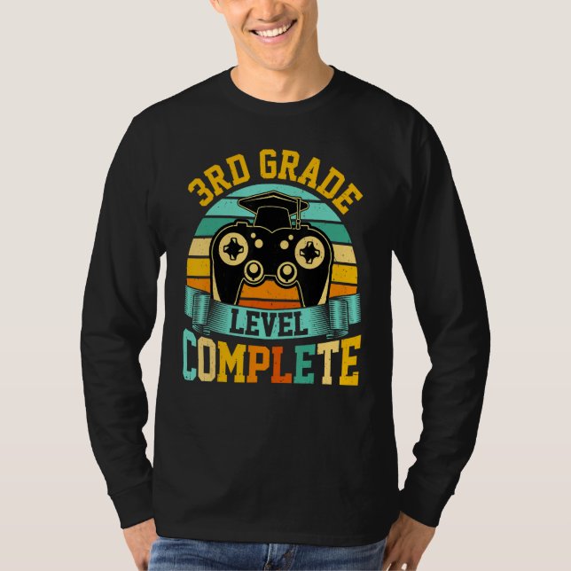 Camiseta 3rd Grade Level Complete  Video Gaming Gamer Gradu (Anverso)