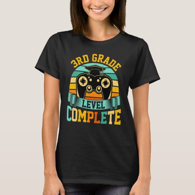 Camiseta 3rd Grade Level Complete  Video Gaming Gamer Gradu (Anverso)