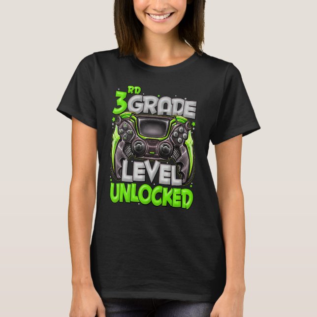 Camiseta 3rd Grade Level Unlocked Video Game Back To School (Anverso)