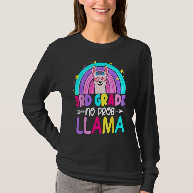 Camiseta 3rd Grade No Prob Llama Rainbow Back To School Tea (Anverso)