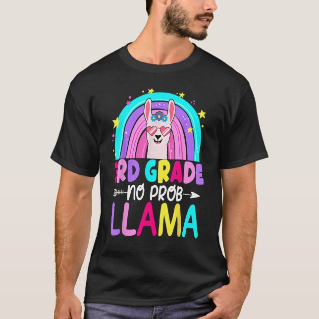 Camiseta 3rd Grade No Prob Llama Rainbow Back To School Tea (Anverso)