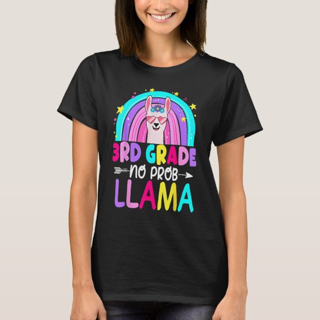 Camiseta 3rd Grade No Prob Llama Rainbow Back To School Tea (Anverso)