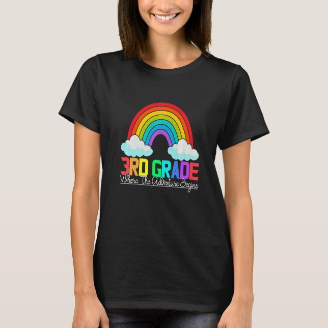 Camiseta 3rd grade rainbow leopard teacher team third grade (Anverso)