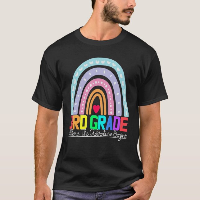Camiseta 3rd grade rainbow leopard teacher team third grade (Anverso)