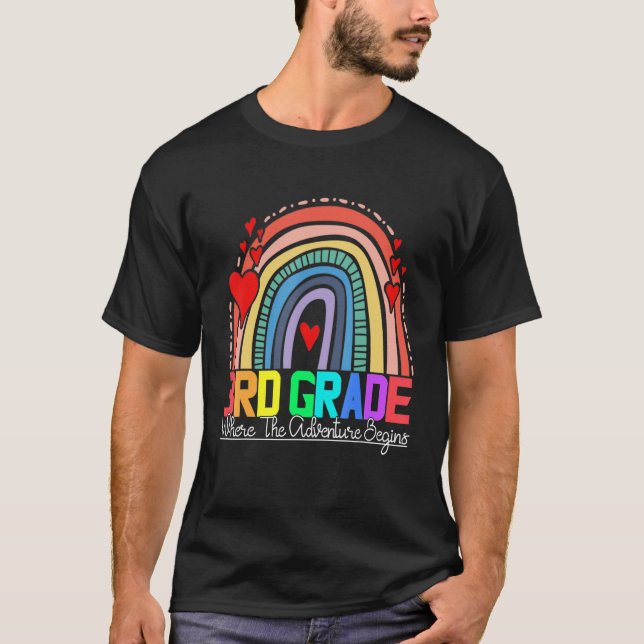 Camiseta 3rd grade rainbow leopard teacher team third grade (Anverso)