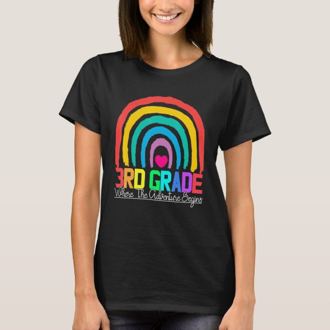Camiseta 3rd grade rainbow leopard teacher team third grade (Anverso)