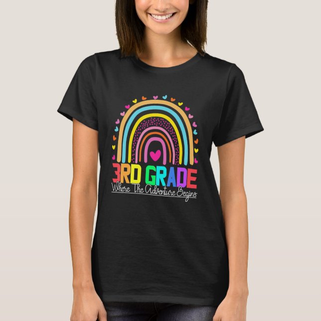Camiseta 3rd grade rainbow leopard teacher team third grade (Anverso)