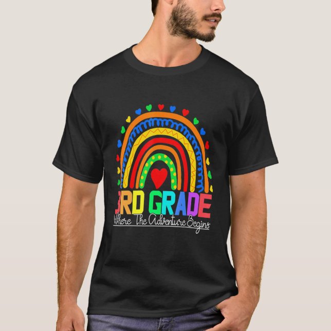 Camiseta 3rd grade rainbow leopard teacher team third grade (Anverso)