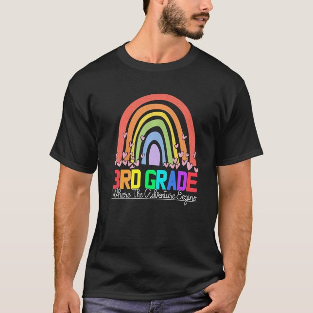 Camiseta 3rd grade rainbow leopard teacher team third grade (Anverso)