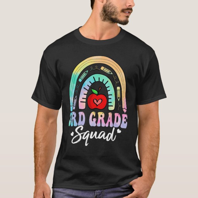 Camiseta 3rd Grade Squad Back To School Rainbow Teacher Gir (Anverso)