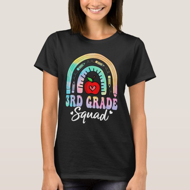 Camiseta 3rd Grade Squad Back To School Rainbow Teacher Gir (Anverso)