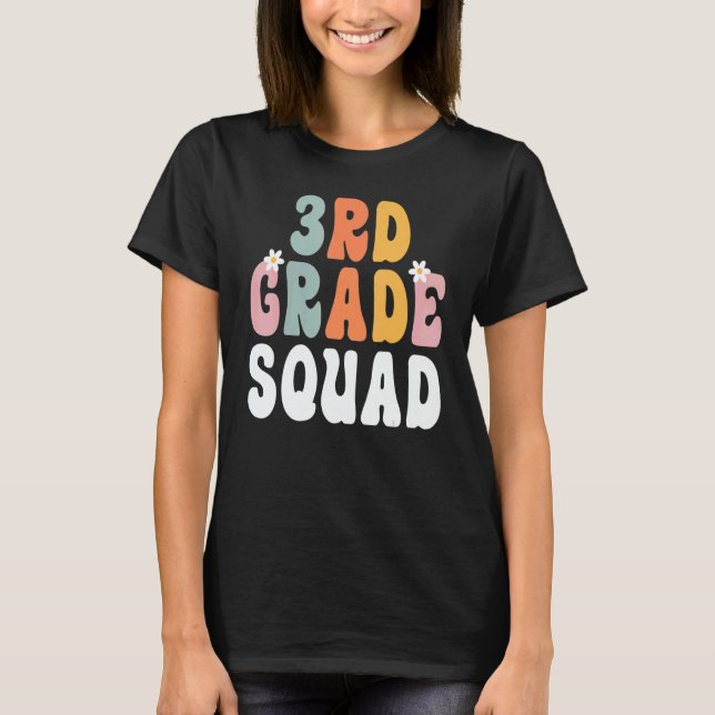 Camiseta 3rd Grade Squad Retro Groovy Teacher Happy 1st Day (Anverso)