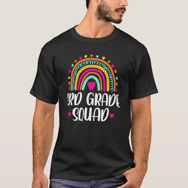 Camiseta 3rd Grade Squad Teacher  Rainbow  Back To School (Anverso)