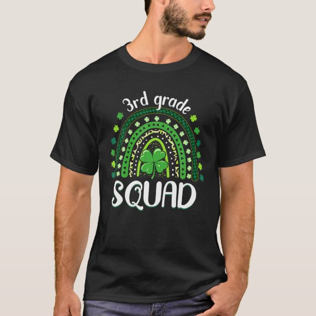Camiseta 3Rd Grade Squad Teacher Rainbow St Patrick’S Day (Anverso)