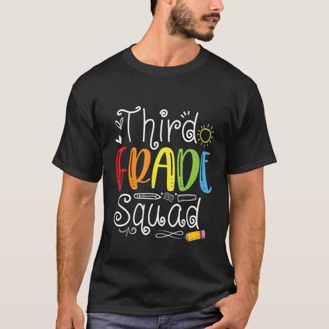 Camiseta 3rd Grade Squad Third Teacher Student Team Back To (Anverso)
