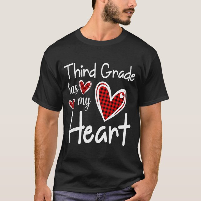 Camiseta 3rd Third Grade Has My Heart Buffalo Print Teacher (Anverso)