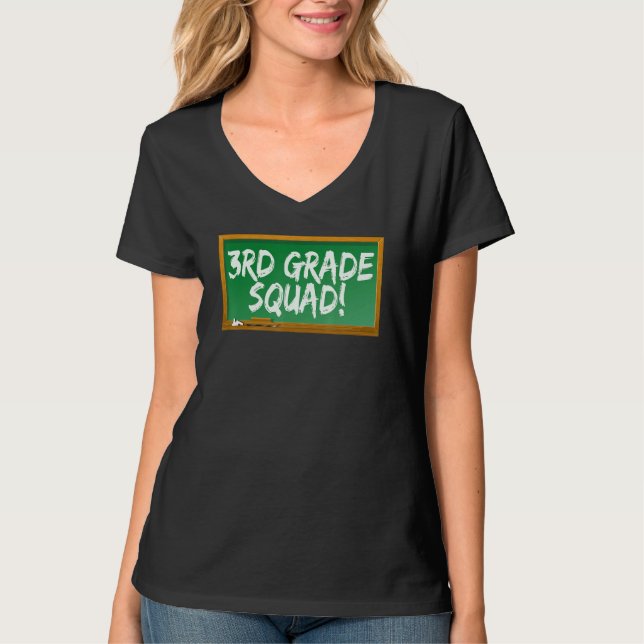 Camiseta 3rd Third Grade Squad Chalk Board (Anverso)