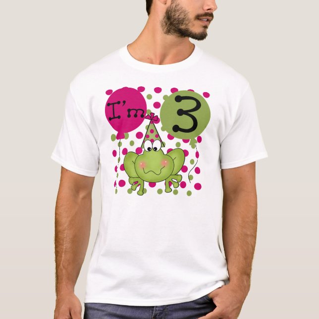 Camiseta 3ro cumpleaños de la rana (rosa) (Anverso)