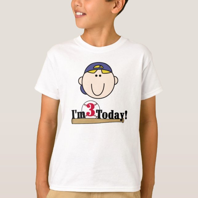 Camiseta 3ro cumpleaños del béisbol rubio (Anverso)