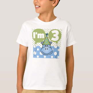Camiseta 3ro cumpleaños del hipopótamo azul