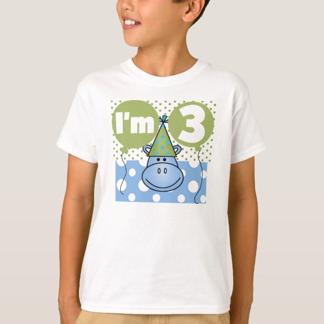 Camiseta 3ro cumpleaños del hipopótamo azul (Anverso)