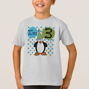 Camiseta 3ro cumpleaños del pingüino