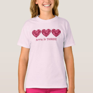 Camiseta 3ro Nombre del personalizado de los corazones del