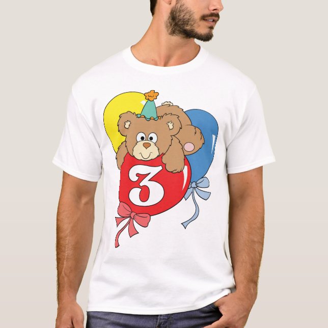 Camiseta 3ro Oso de peluche del cumpleaños (2) (Anverso)