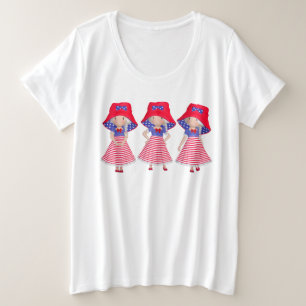 Camiseta 4º de Julio Plus Size con muñecas
