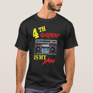 Camiseta 4º Grado es mi Jam Vintage Teacher Boombox de los