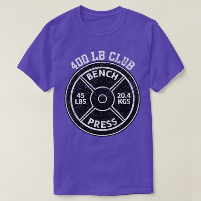 Camiseta 400 Lbs Bench Press Club Gym Halterofilia P (Diseño del anverso)