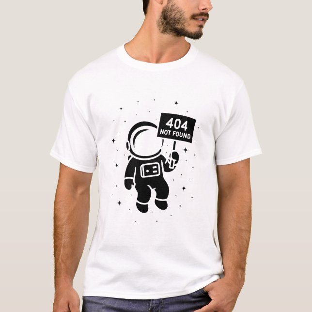 Camiseta 404 Not Found Astronaut - Space Coding Streetwear  (Anverso)
