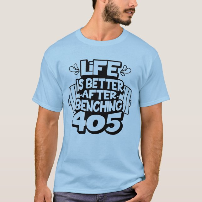 Camiseta 405 Lb de Press de Banca Récord de Powerlifting (Anverso)