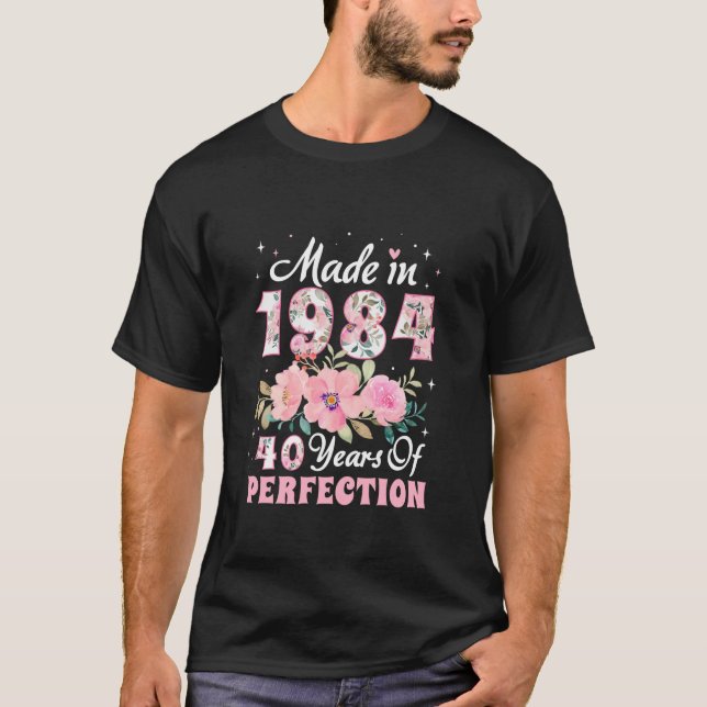 Camiseta 40.ª Decoraciones de Cumpleaños Mujeres Floral 198 (Anverso)