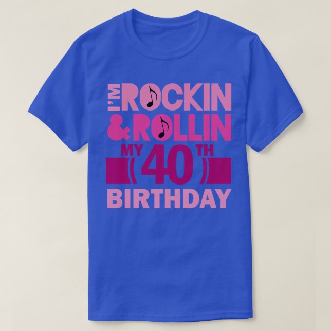 Camiseta 40.ª roca y rollo de cumpleaños (Diseño del anverso)