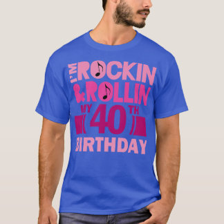 Camiseta 40.ª roca y rollo de cumpleaños