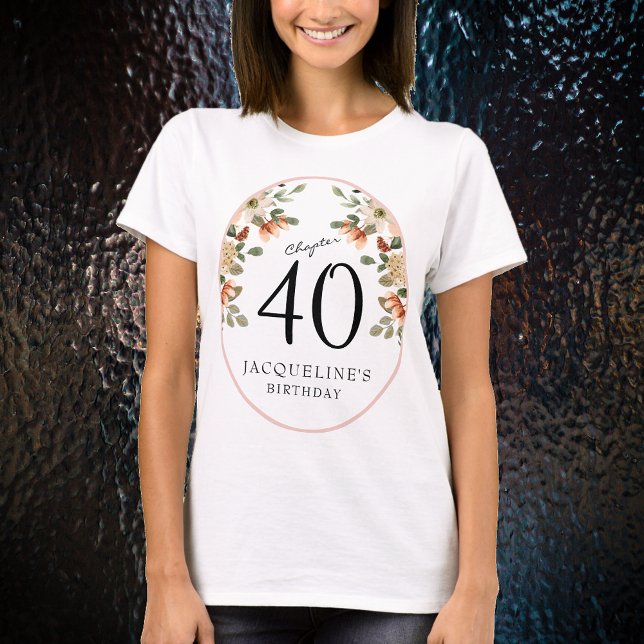 Camiseta 40.ª Vintage Floral (Our elegant 40th Birthday Vintage Floral t-shirts from Zazzle can transform your party's atmosphere.)