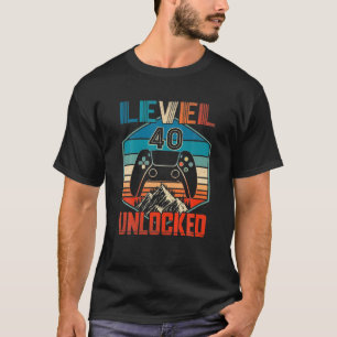 Camiseta 40.ª Vintage Level 40 Video desbloqueado