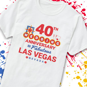 Camiseta 40.º Aniversario Boda Parejas Las Vegas