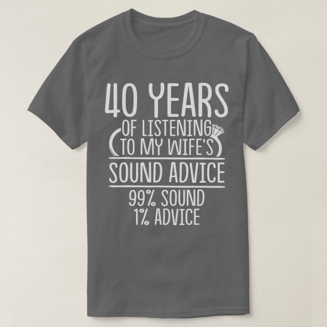 Camiseta 40.º aniversario de 40 años de Boda Regalo Escuche (Diseño del anverso)
