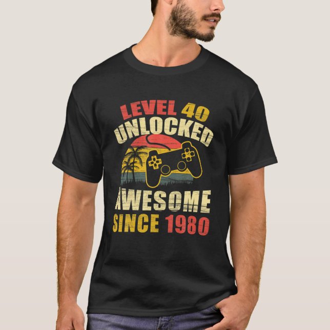 Camiseta 40.º cumpleaños impresionante nivel 40 de jugadore (Anverso)