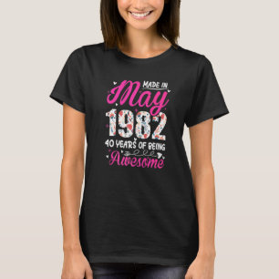 Camiseta 40.º cumpleaños increíble desde mayo de 1982 Flora
