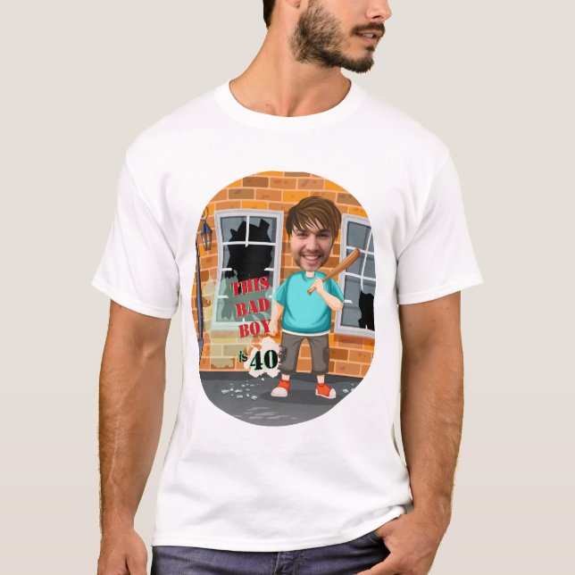 Camiseta 40.º cumpleaños masculino de mal chico gracioso ca (Anverso)